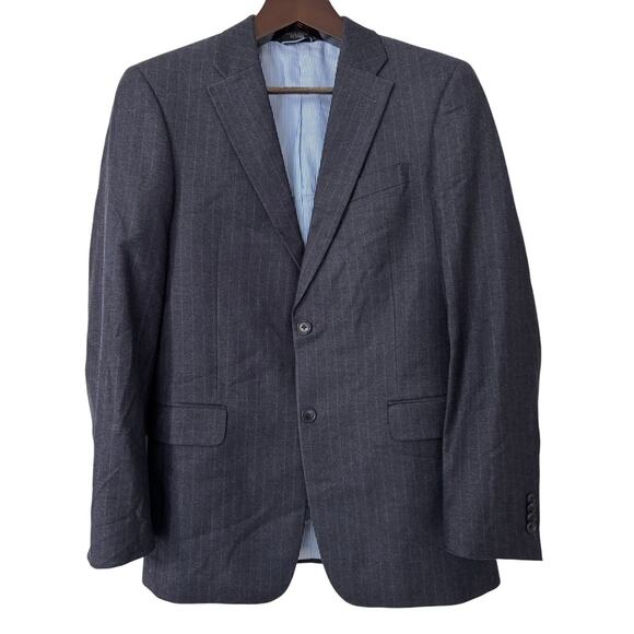 Tommy Hilfiger 100% Wool Navy Blue Pinstriped Blazer‎ Sports Coat Size 38L - Picture 1 of 8
